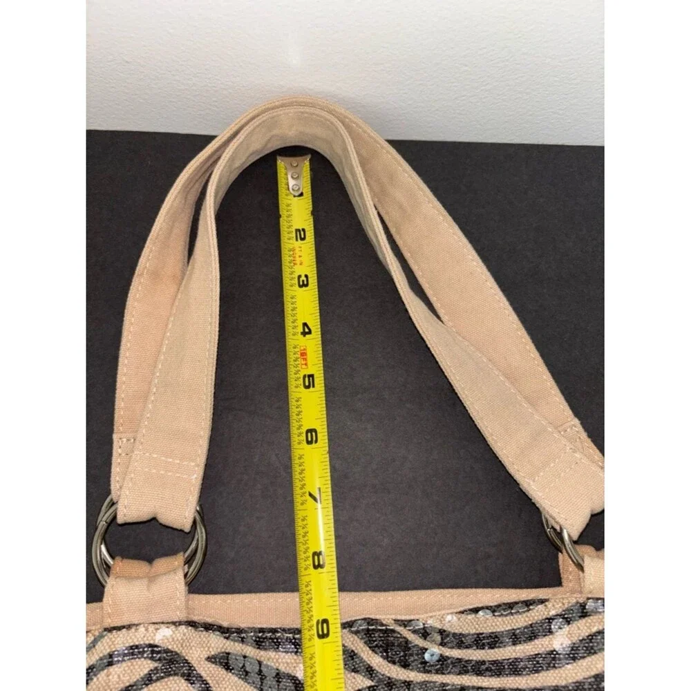 Zebra Striped Cotton Tote Black and Tan